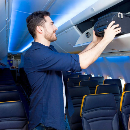 Walizka kabinowa podróżna ciemnoniebieska na kółkach, lekka i wytrzymała 41 L Wowbag 7900 S dark blue