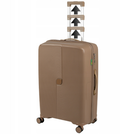 Walizka do samolotu beżowa średnia – modna, trwała, na kółkach, elegancka i praktyczna Wowbag 7918 M champagne