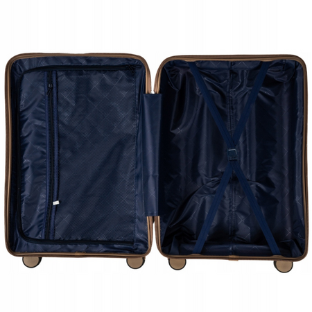 Duża walizka podróżna beżowa na kółkach – lekka, wytrzymała i elegancka walizka do samolotu Wowbag 7918 L champagne