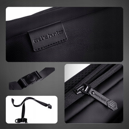 Saszetka nerka męska damska czarna na ramię wodoodporna miejska stylowa funkcjonalna torba 4 L Arctic Hunter Y00561Black