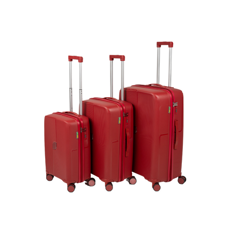 Zestaw walizek podróżnych czerwonych 3 szt. komplet walizek lekkich i eleganckich polipropylenowych Wowbag 7918 Red