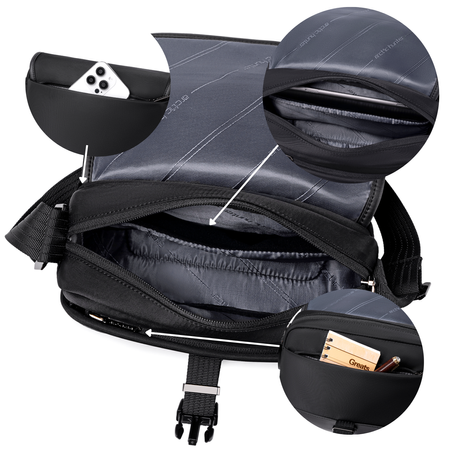 Torebka na ramię, mała, męsko-damska listonoszka,na dokumenty,na co dzień Arctic Hunter KB00828 black