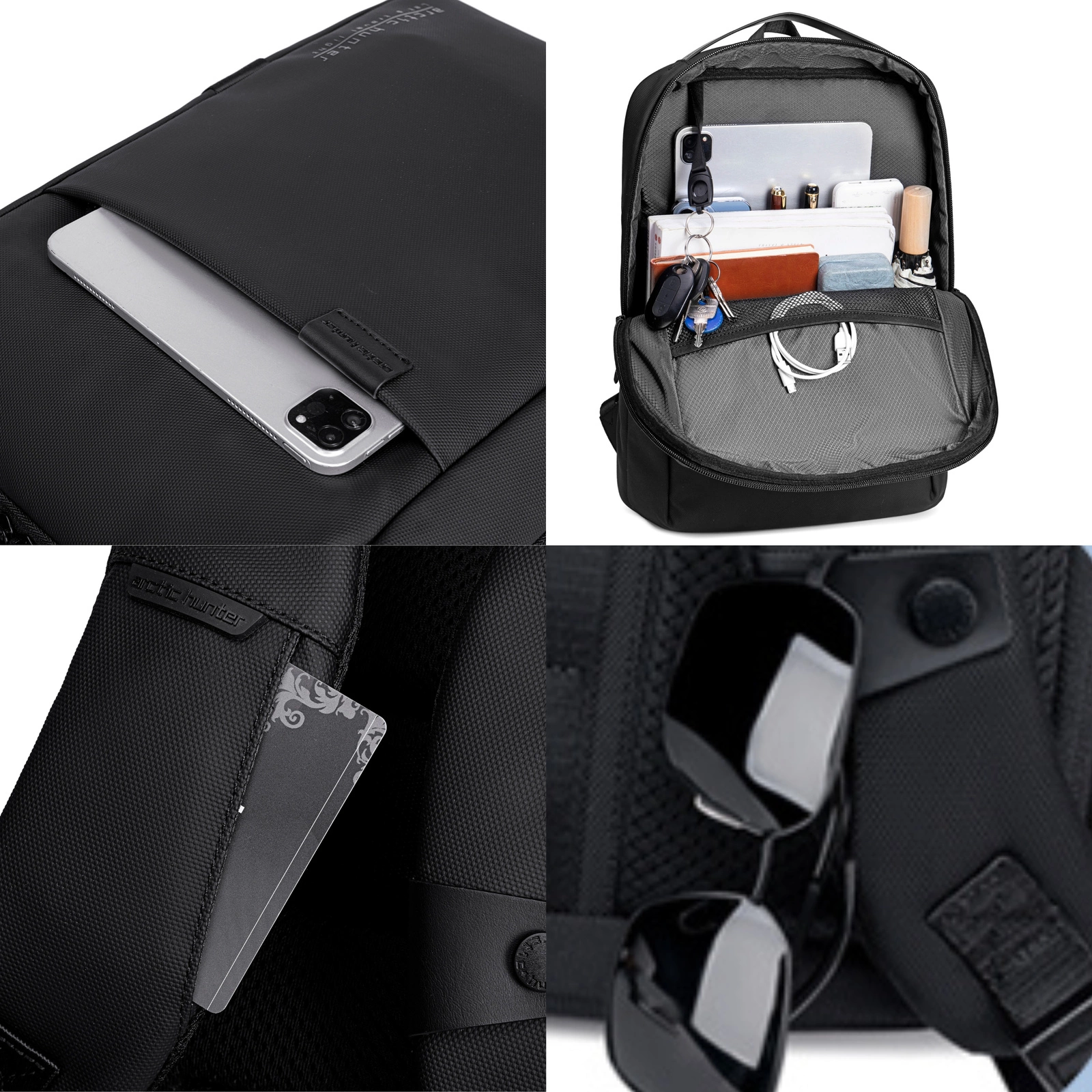 Plecak miejski czarny, biznesowy, wodoodporny, 8,5 l, na laptopa 15,6", elegancki i praktyczny. Arctic Hunter B00574 Black pol_pl_Plecak-miejski-czarny-biznesowy-wodoodporny-8-5-l-na-laptopa-15-6-elegancki-i-praktyczny-Arctic-Hunter-B00574-Black-58_12