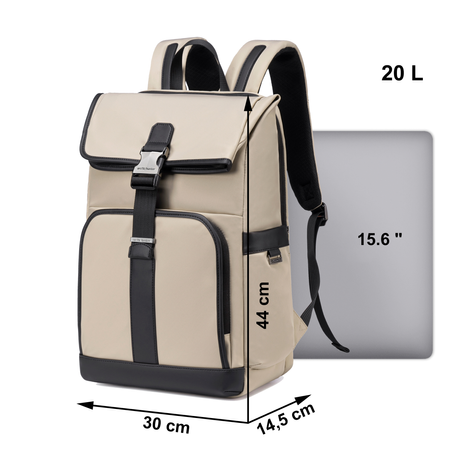 Plecak męski nowoczesny modny beżowy 3 komory na laptop 15,6 tablet