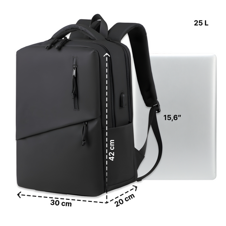 Plecak szkolny klasyczny czarny do liceum wejście USB laptop 15,6” książki