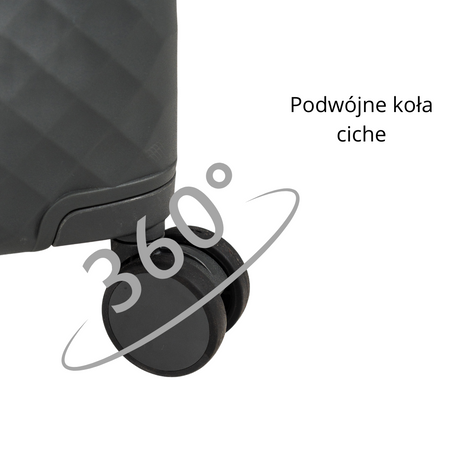 Komplet walizek podróżnych ciemnoszarych 3 szt. trwały i stylowy zestaw na kółkach Wowbag  7900 dark grey