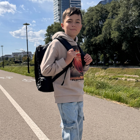 Plecak czarny, szkolny, miejski, damski, męski, nowoczesny, pojemny plecak dla laptopa 15,6", idealny na co dzień, do szkoły i pracy VIO BK91105 black