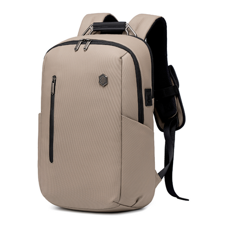 Plecak męski beżowy miejski na co dzień z USB wejściem do pracy na studia B00915 khaki