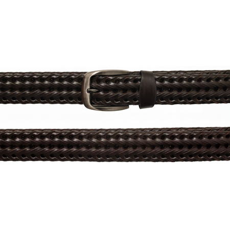 Pasek męski brązowy skórzany pleciony bezrozmiarowy do spodni do jeansów klasyczny