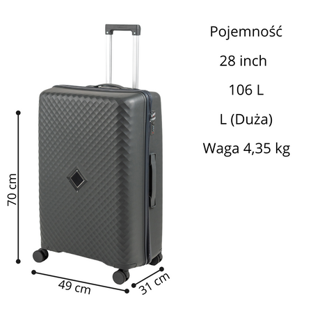 Komplet walizek podróżnych ciemnoszarych 3 szt. trwały i stylowy zestaw na kółkach Wowbag  7900 dark grey