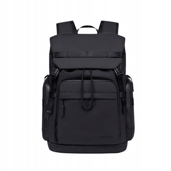 Czarny plecak miejski młodzieżowy, wodoodporny, na laptopa 15,6", 17 l, z wieloma kieszeniami. SUPER FIVE FB723 Black.