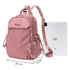 Plecak damski różowy stylowy na Ipad z etui na słuchawki lekki mini kobiecy