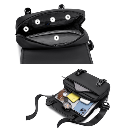 Torebka listonoszka czarna na ramię miejska wodoodporna elegancka na tablet 10,2″ 5,8 l Arctic Hunter K00568Black
