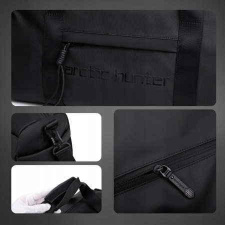 Torba sportowa czarna 25 l miejska, wodoodporna, modna i pojemna na siłownię i podróż. Arctic Hunter LX00537 Black.