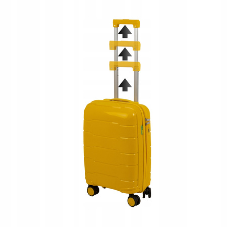 Walizka mała do samolotu żółta – modna, praktyczna, lekka i wytrzymała podróżna na kółkach Wowbag 6910 S yellow