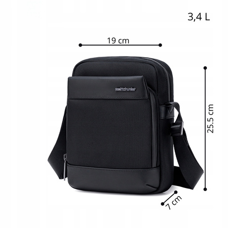 Saszetka męska czarna na ramię torba miejska wodoodporna biznesowa stylowa funkcjonalna 3,4 L Arctic Hunter K00679Black