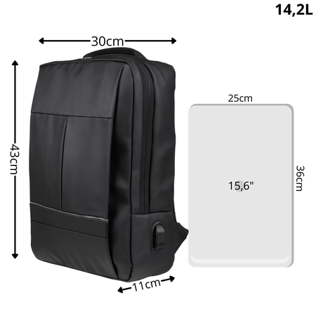 Plecak nowoczesny, na studia, szkolny czarny, z USB, na laptopa 15,6" dla chłopaków/dziewczyn VIO BK91103 black