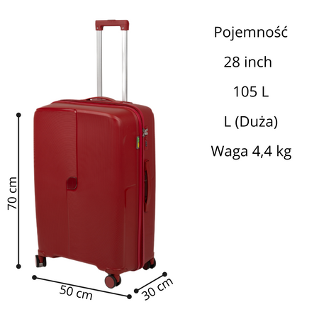 Zestaw walizek podróżnych czerwonych 3 szt. komplet walizek lekkich i eleganckich polipropylenowych Wowbag 7918 Red