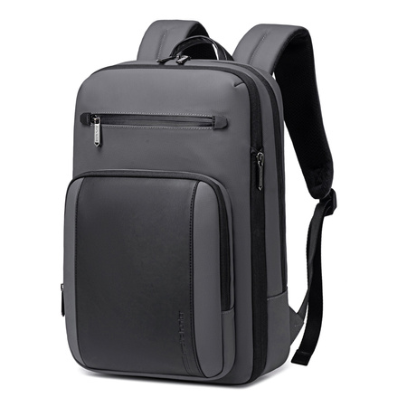 Plecak miejski męski szary na laptop 15,6" na co dzień do pracy do samolotu