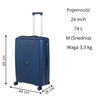 Walizki podróżne ciemnoniebieskie komplet 3 szt. lekki i wytrzymały zestaw na kółkach Wowbag 7900 dark blue