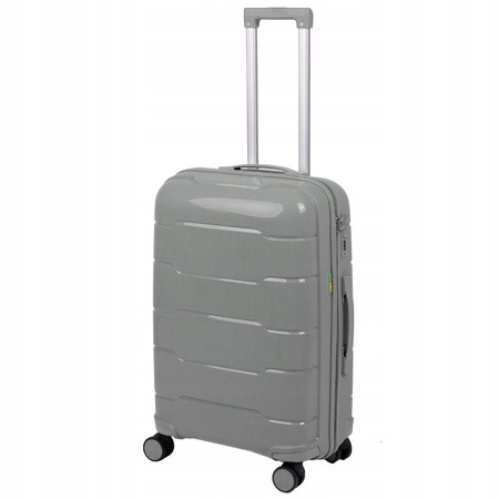 Walizka do samolotu jasnoszara – średnia, nowoczesna, funkcjonalna i wytrzymała, ergonomiczna Wowbag 6910 M light grey