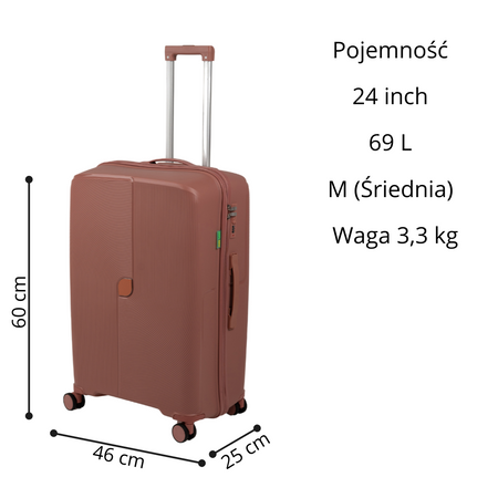 Komplet walizek podróżnych różowe złoto 3 szt. elegancki zestaw walizek lekkich i wytrzymałych Wowbag 7918 rose gold