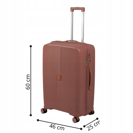 Walizka średnia różowo-złota – modna, na kółkach, podróżna, praktyczna i elegancka Wowbag 7918 M rose gold