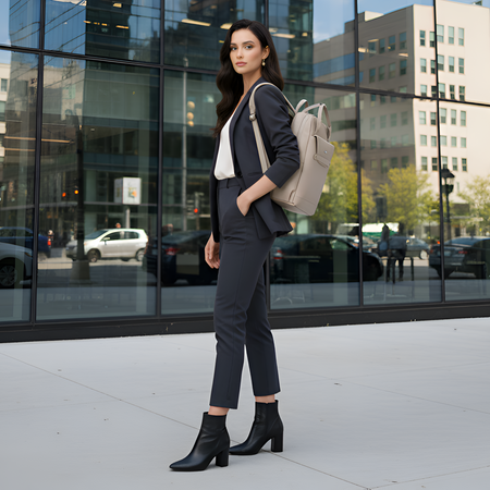 Plecak dla kobiety biznesowy elegancki kremowy do pracy i na studia mieści laptop 15,6”  CHANTRIA CB00628 khaki