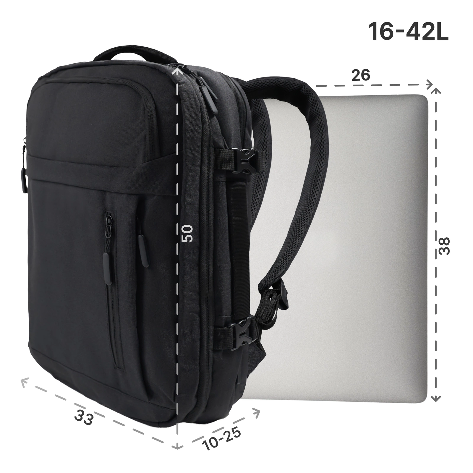 Plecak podróżny miejski czarny nowoczesny rozszerzany pojemny 42L na laptopa VIO WJ8572C black pol_pl_Plecak-podrozny-miejski-czarny-nowoczesny-rozszerzany-pojemny-42L-na-laptopa-VIO-WJ8572C-black-293_1