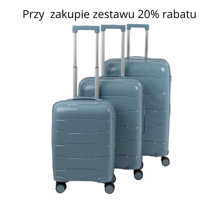 Walizka średnia jasnoniebieska – na kółkach, lekka i stylowa, polipropylen, idealna w podróże Wowbag 6910 M light blue