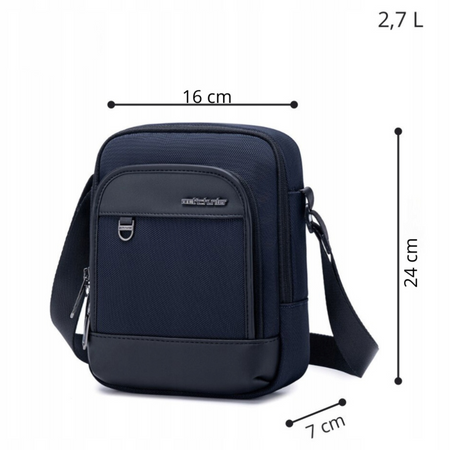 Saszetka męska granatowa wodoodporna torba na ramię miejska biznesowa elegancka funkcjonalna 2,7 L Arctic Hunter K00689Blue
