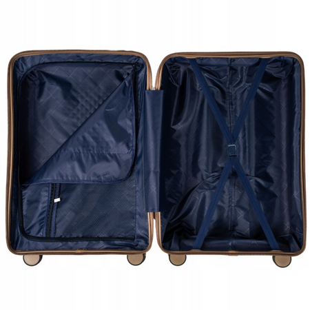 Duża walizka podróżna beżowa na kółkach – lekka, wytrzymała i elegancka walizka do samolotu Wowbag 7918 L champagne