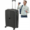 Walizka duża ciemnoszara na kółkach – elegancka, lekka i pojemna walizka podróżna do samolotu Wowbag 7918 L dark grey