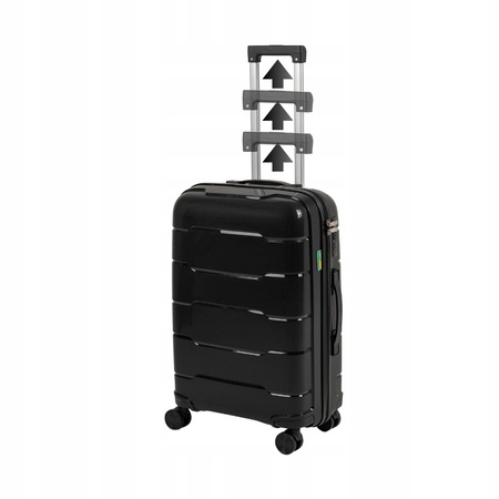 Walizka średnia czarna – podróżna, na kółkach, lekka i wytrzymała, do samolotu, elegancka i pojemna Wowbag 6910 M black
