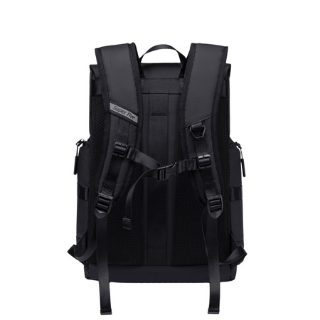 Czarny plecak miejski młodzieżowy, wodoodporny, na laptopa 15,6", 17 l, z wieloma kieszeniami. SUPER FIVE FB723 Black.