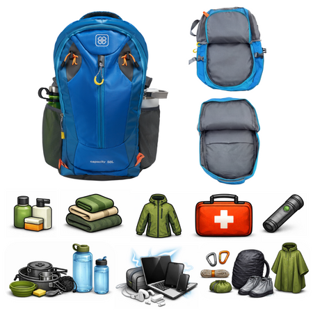 Plecak turystyczny niebieski podróżny trekkingowy wodoodporny wytrzymały