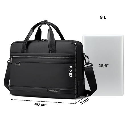 Torba na ramię czarna na laptop 15,6 na A4 9L biznesowa do pracy na studia