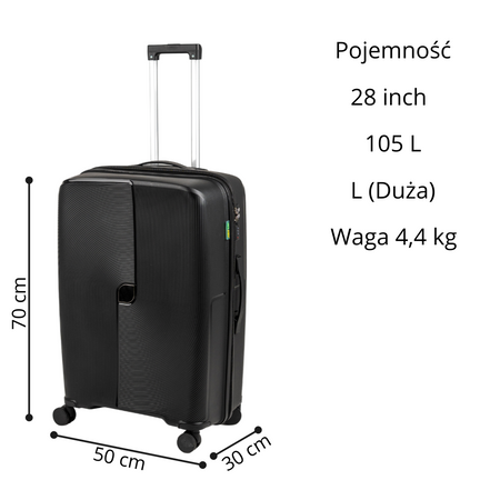 Zestaw walizek podróżnych czarnych 3 szt. komplet walizek polipropylenowych na kółkach Wowbag 7918Black