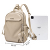 Plecaczek mini damski elegancki beżowy na lato z etui na słuchawki na Ipad
