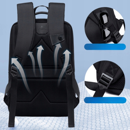 Czarny plecak miejski młodzieżowy, 25 l, wodoodporny, na laptopa 15,6", stylowy, na co dzień. Arctic Hunter B00531Black.