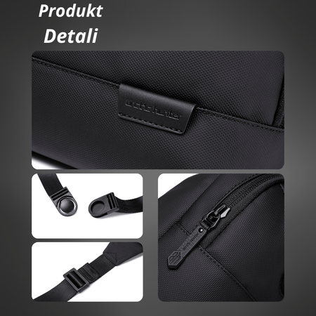 Saszetka nerka czarna męska damska na ramię miejska wodoodporna stylowa pojemna torba 7,5 L Arctic Hunter Y00557Black