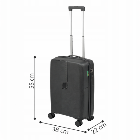 Mała walizka ciemnoszara – kabinowa, podróżna, nowoczesna i wytrzymała na kółkach Wowbag 7918 S dark grey