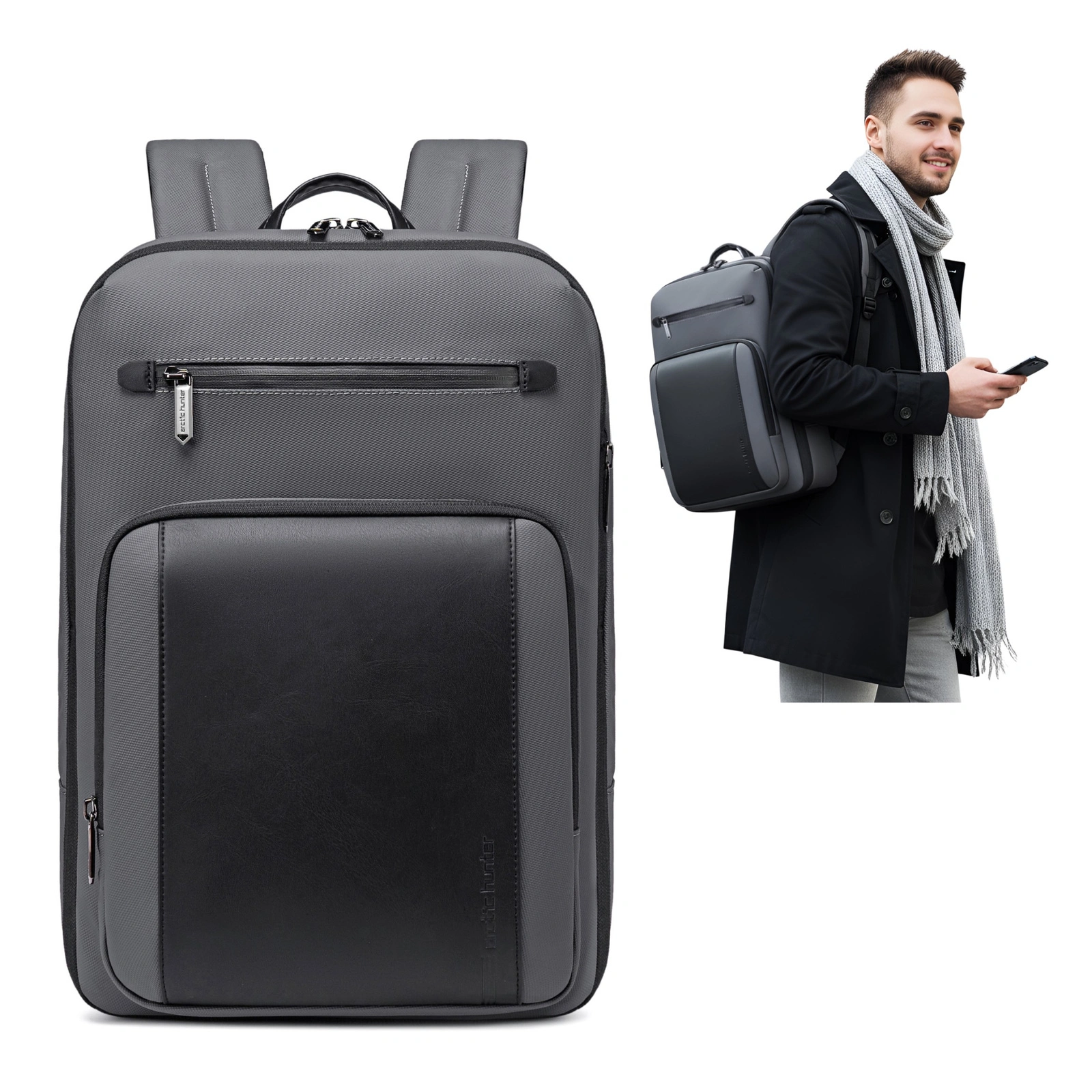 Plecak miejski męski szary na laptop 15,6" na co dzień do pracy do samolotu pol_pl_Plecak-miejski-meski-szary-na-laptop-15-6-na-co-dzien-do-pracy-do-samolotu-316_1