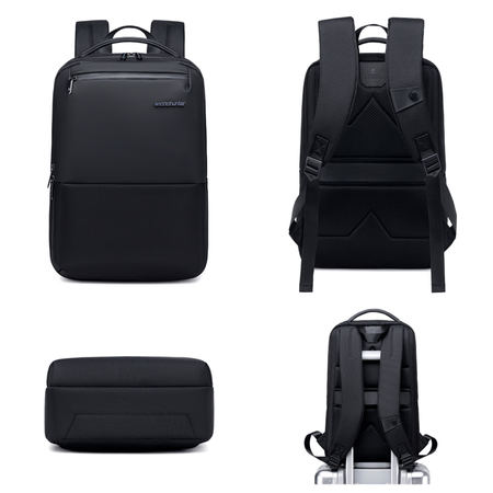 Czarny plecak biznesowy miejski, 10 l, wodoodporny, na laptopa 15,6", stylowy i praktyczny. Arctic Hunter B00681 Black.