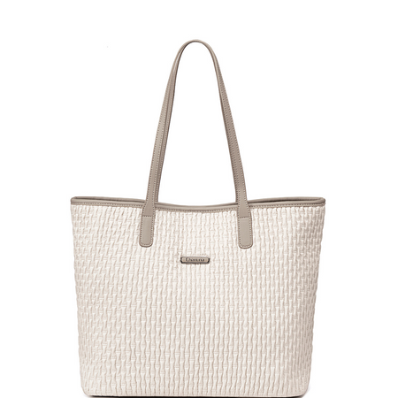 Torba damska shopper biała klasyczna pojemna 15,6 l wodoodporna na uczelnię i spotkania biznesowe. CHANTRIA CB801 White.