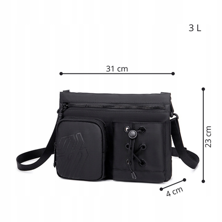 Torebka listonoszka czarna elegancka wodoodporna na ramię miejska modna i uniwersalna 3 l Arctic Hunter K00535Black