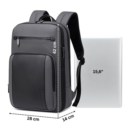 Plecak miejski męski szary na laptop 15,6" na co dzień do pracy do samolotu
