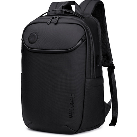 Plecak miejski czarny, biznesowy, na laptop, 25 l, elegancki, idealny do pracy i podróży. Arctic Hunter B00555 Black.