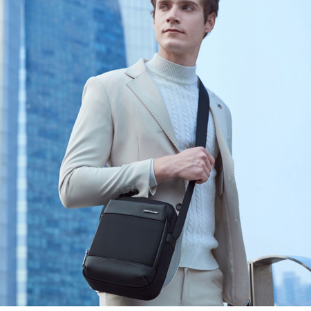 Saszetka męska czarna na ramię torba miejska wodoodporna biznesowa stylowa funkcjonalna 3,4 L Arctic Hunter K00679Black