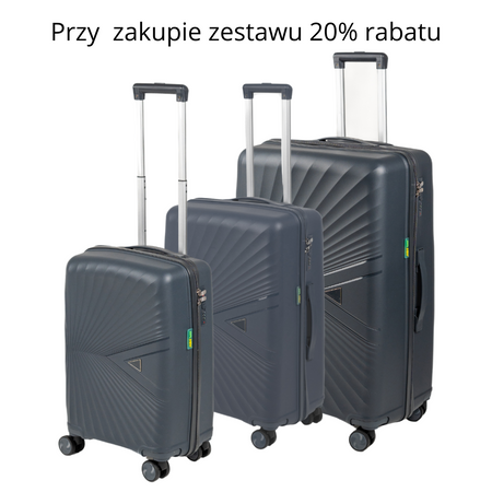 Walizki podróżne ciemnoszare komplet 3 szt. elegancki i trwały zestaw na kółkach Wowbag 7905 dark grey